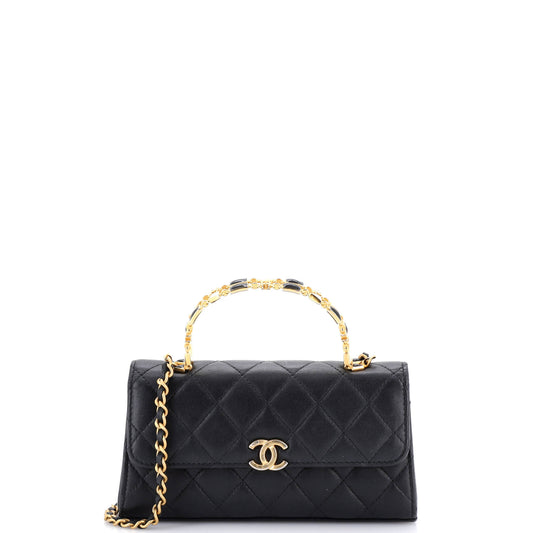 Chanel Top Handle Phone Holder with Chain Quilted Lambskin with Enamel