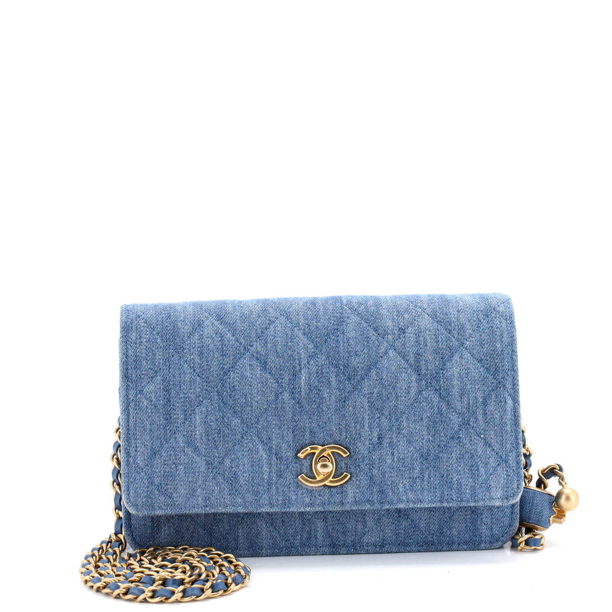 Chanel Pearl Crush Wallet on Chain Quilted Denim
