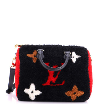 Speedy Bandouliere Bag Monogram Giant Teddy Fleece 25