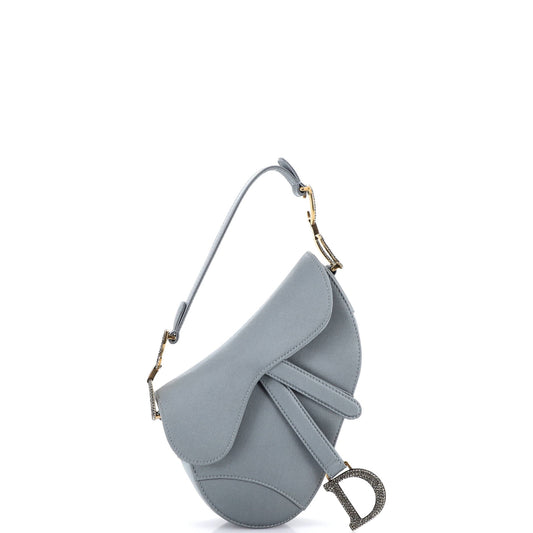 Christian Dior Saddle Handbag Satin with Crystals Mini