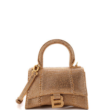 Hourglass Top Handle Bag Suede with Crystals XS