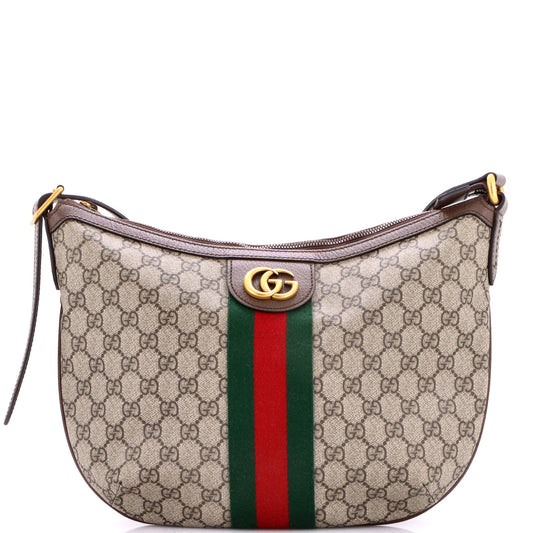 Gucci Ophidia Half Moon Hobo GG Coated Canvas Small