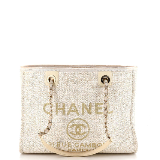 Chanel Deauville Tote Raffia with Glitter Detail Small