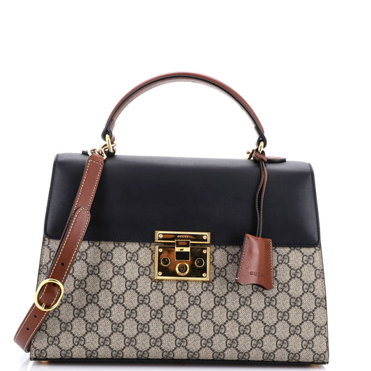Gucci Padlock Top Handle Bag GG Coated Canvas and Leather Medium