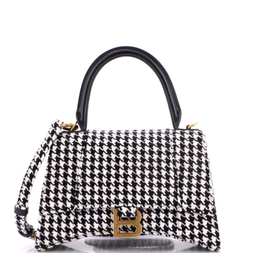 Hourglass Top Handle Bag Houndstooth Textile Small