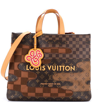 Shopper Tote Patchwork Reverse Monogram Canvas and Damier MM