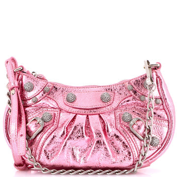 Le Cagole Giant Studs Shoulder Bag Leather with Crystals Mini