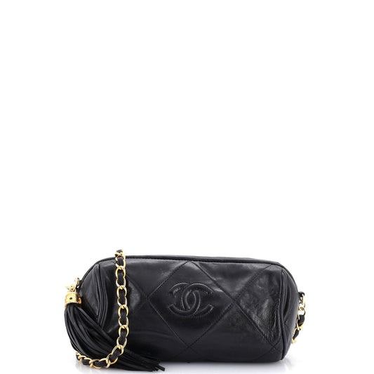 Chanel Vintage Diamond CC Barrel Bag Quilted Leather Mini