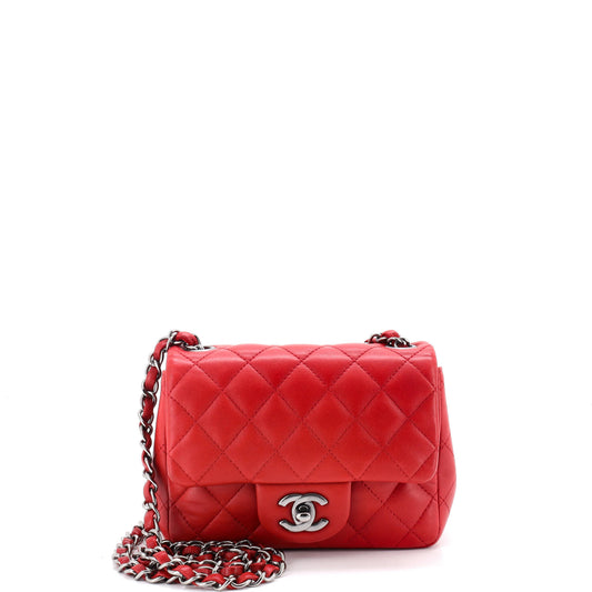 Chanel Square Classic Single Flap Bag Quilted Lambskin Mini