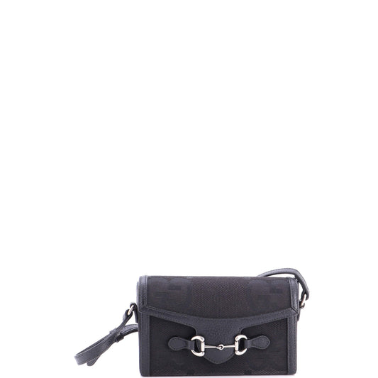 Gucci Horsebit 1955 Flap Crossbody Bag Jumbo GG Canvas Mini