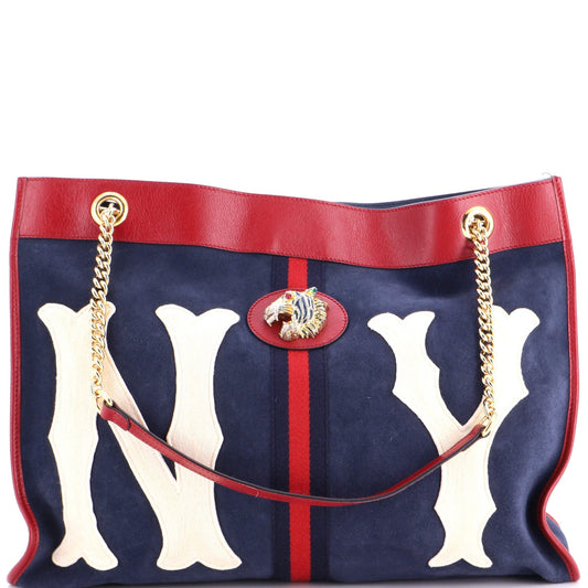 Gucci Rajah Chain Tote Suede with Applique Large