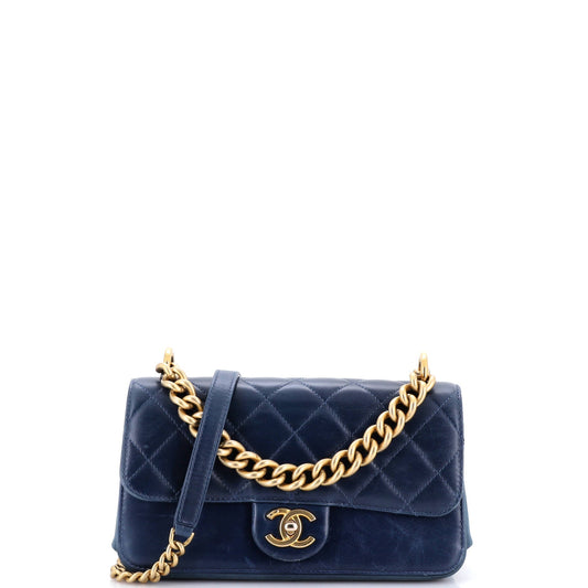 Chanel Paris-Cosmopolite Straight Lined Flap Bag Quilted Aged Calfskin Small