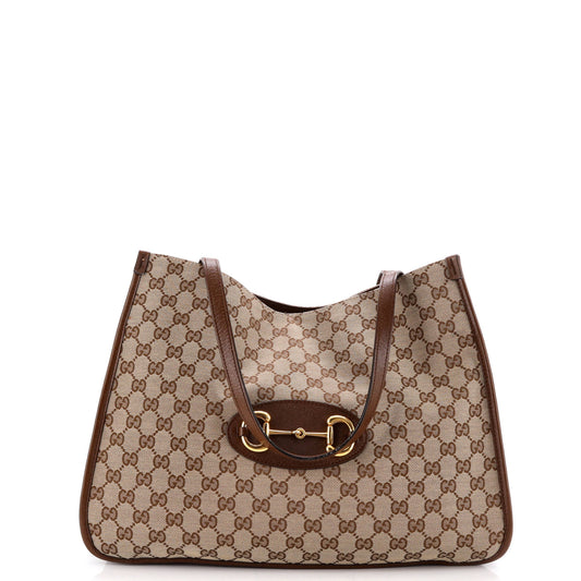 Gucci Horsebit 1955 Tote GG Canvas with Leather Medium