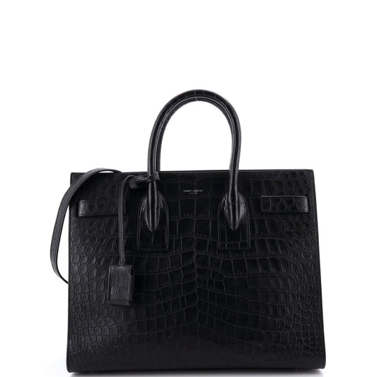 Saint Laurent Sac de Jour NM Bag Crocodile Embossed Leather Small