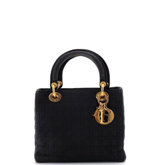 Christian Dior Vintage Lady Dior Bag Cannage Quilt Nylon Medium