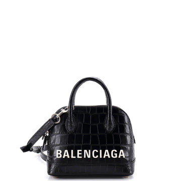 Logo Ville Bag Crocodile Embossed Leather XXS