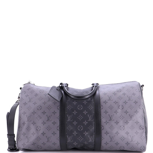 Louis Vuitton Keepall Bandouliere Bag Reverse Monogram Eclipse Canvas 50