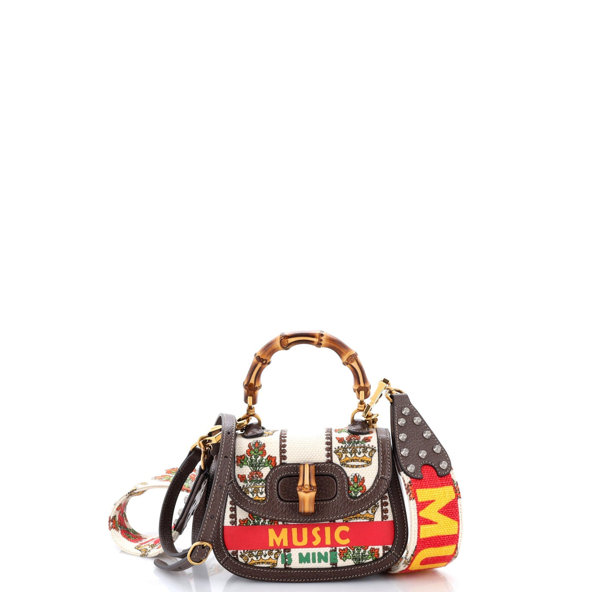 Gucci Bamboo 1947 Top Handle Bag Limited Edition 100 Centennial Printed Canvas Mini