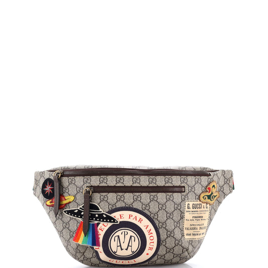 Gucci Courrier Zip Belt Bag GG Coated Canvas with Applique