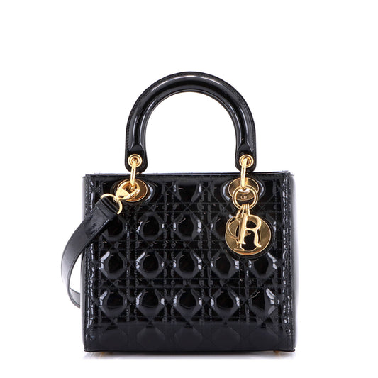 Christian Dior Lady Dior NM Bag Cannage Quilt Patent Medium