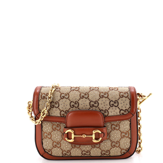 Gucci Horsebit 1955 Shoulder Bag Crystal Embellished GG Canvas Mini