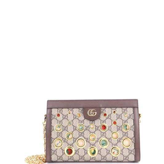 Gucci Ophidia Chain Shoulder Bag Grommet GG Coated Canvas Small