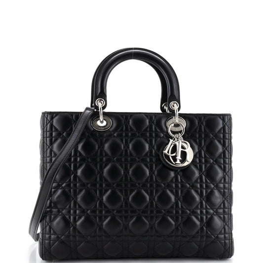Christian Dior Vintage Lady Dior Bag Cannage Quilt Lambskin Large