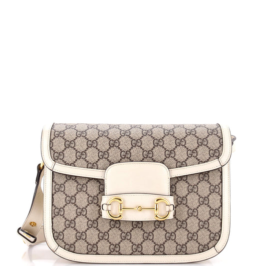 Gucci Horsebit 1955 Shoulder Bag GG Coated Canvas with Leather Small