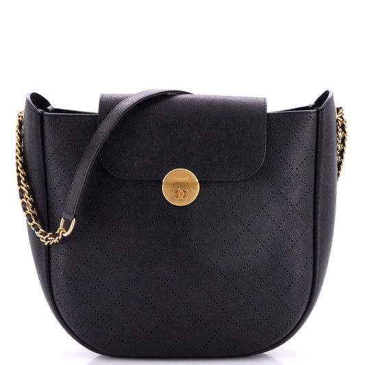Chanel Flap Hobo Diamond Perforated Caviar Small
