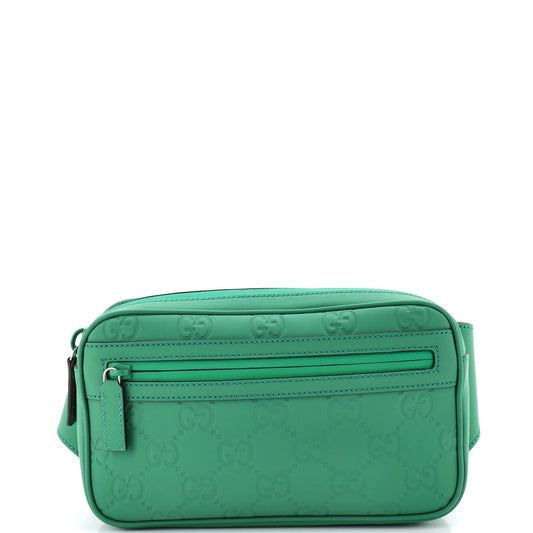 Gucci Front Zip Belt Bag GG Rubber Effect Leather
