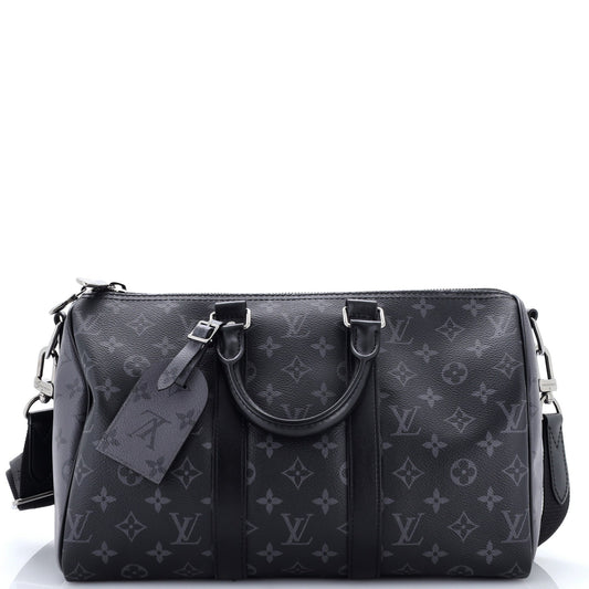 Louis Vuitton Keepall Bandouliere Bag Reverse Monogram Eclipse Canvas 35