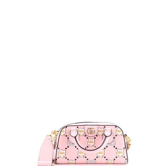Gucci Ophidia Convertible Boston Top Handle Bag Kawaii Printed Leather Mini