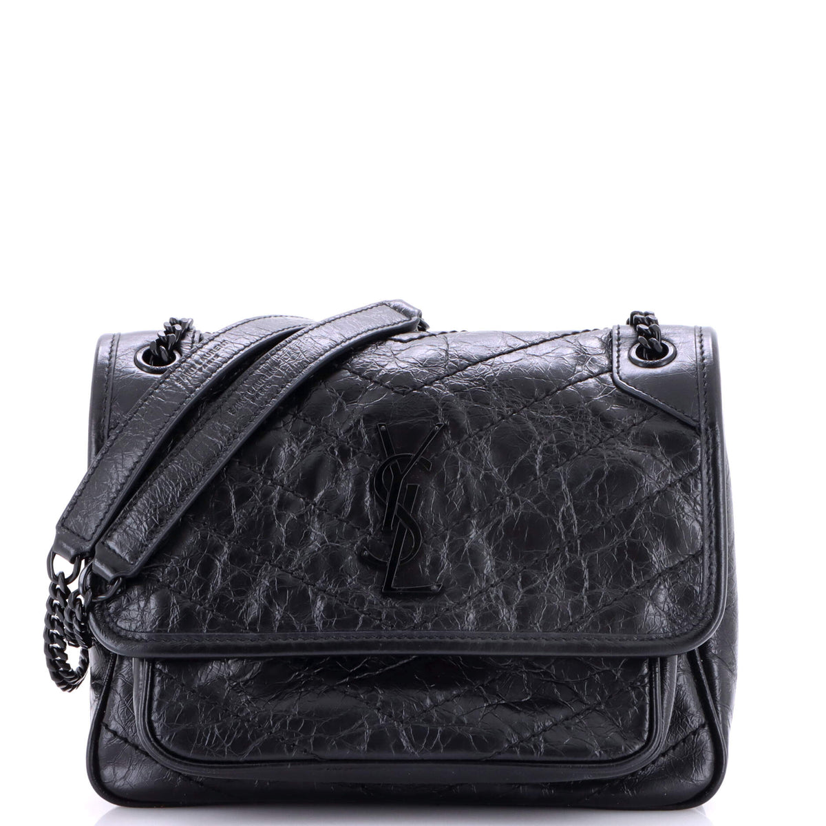 Saint Laurent Niki Chain Flap Bag Matelasse Chevron Leather Baby