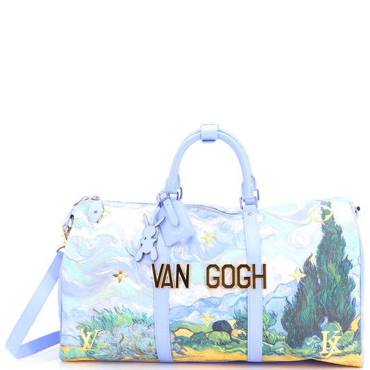 Louis Vuitton Keepall Bandouliere Bag Limited Edition Jeff Koons Van Gogh Print Canvas 50
