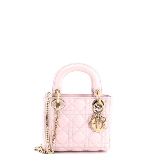Christian Dior Lady Dior Chain Bag Cannage Quilt Lambskin Mini