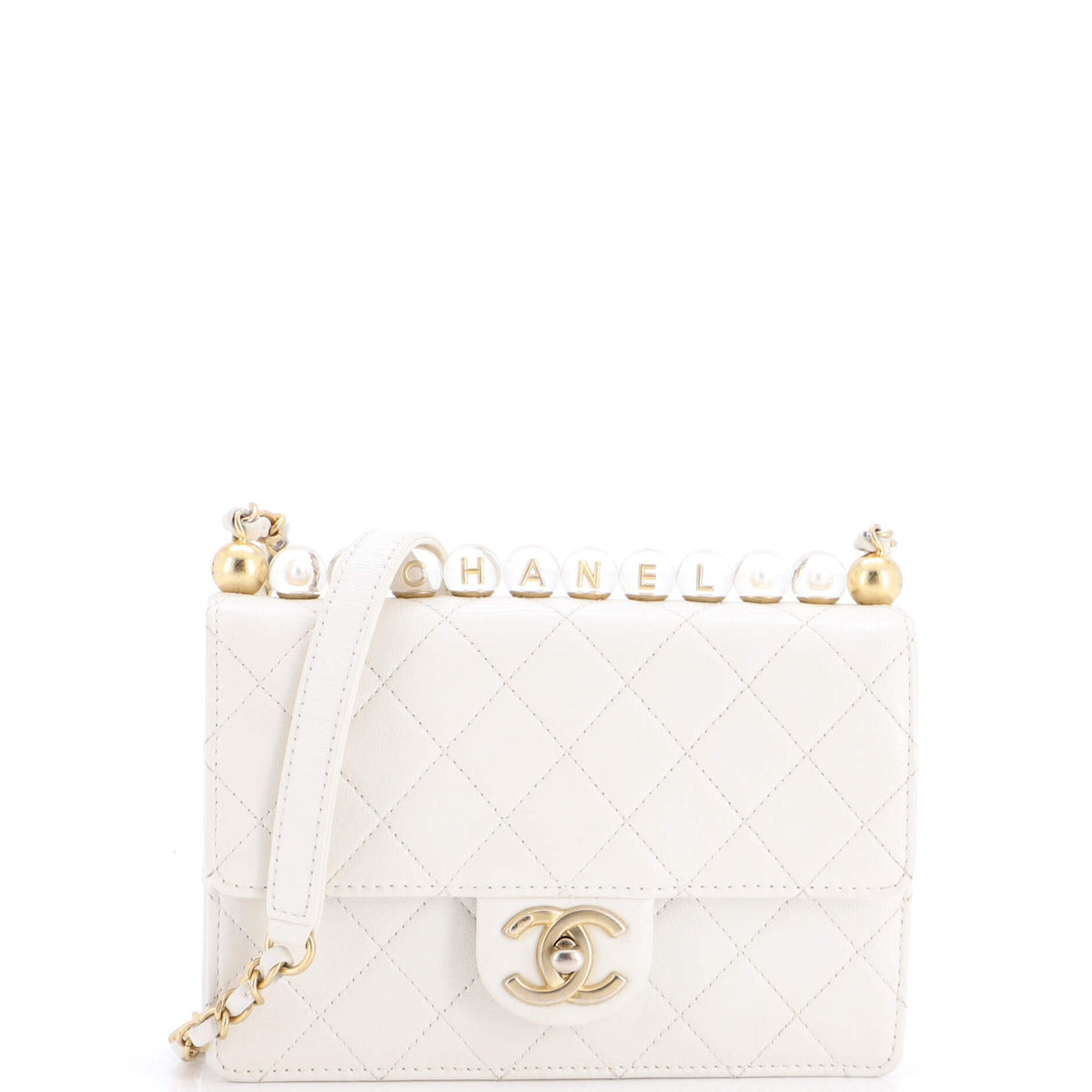 Chanel Chic Pearls Flap Bag Quilted Goatskin with Acrylic Beads Small