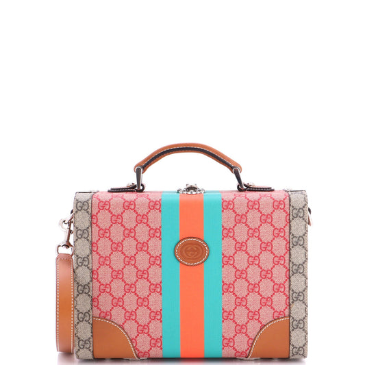 Gucci Savoy Top Handle Beauty Case GG Coated Canvas with Leather