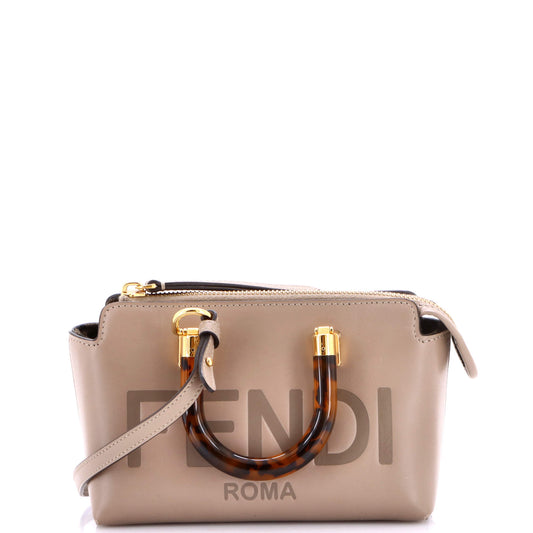 Fendi Logo By The Way Top Handle Bag Embossed Leather Mini