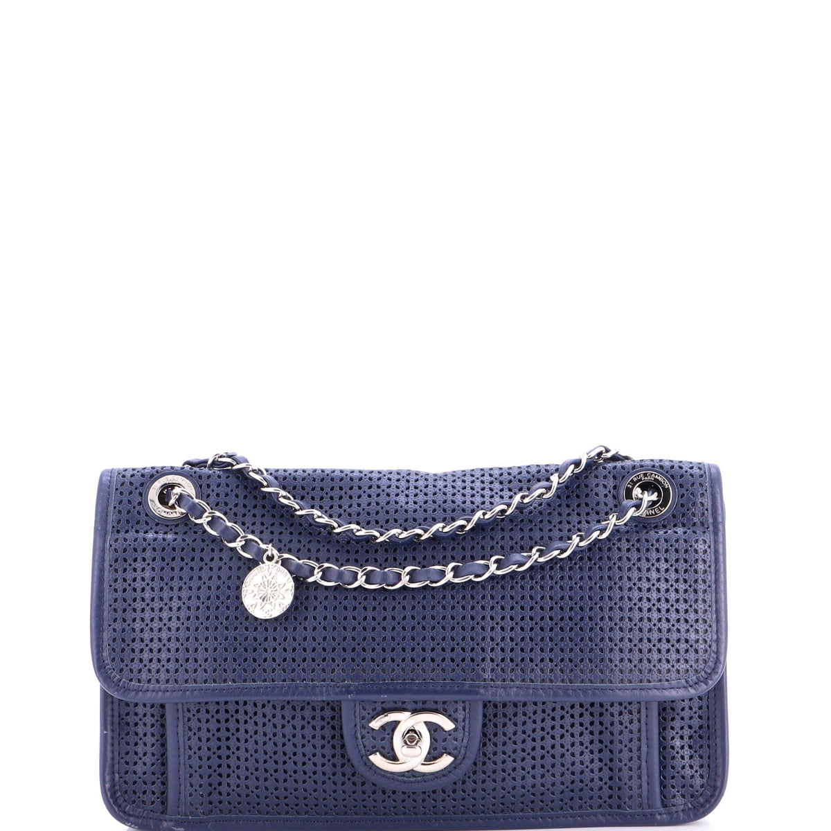 Chanel Up In The Air Medallion Flap Bag Perforated Leather Medium