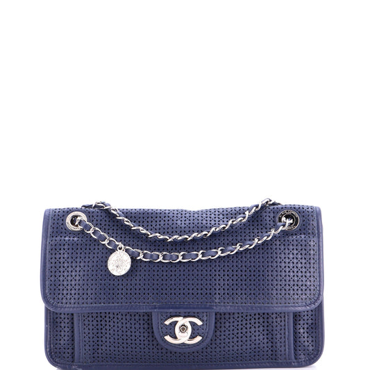 Chanel Up In The Air Medallion Flap Bag Perforated Leather Medium
