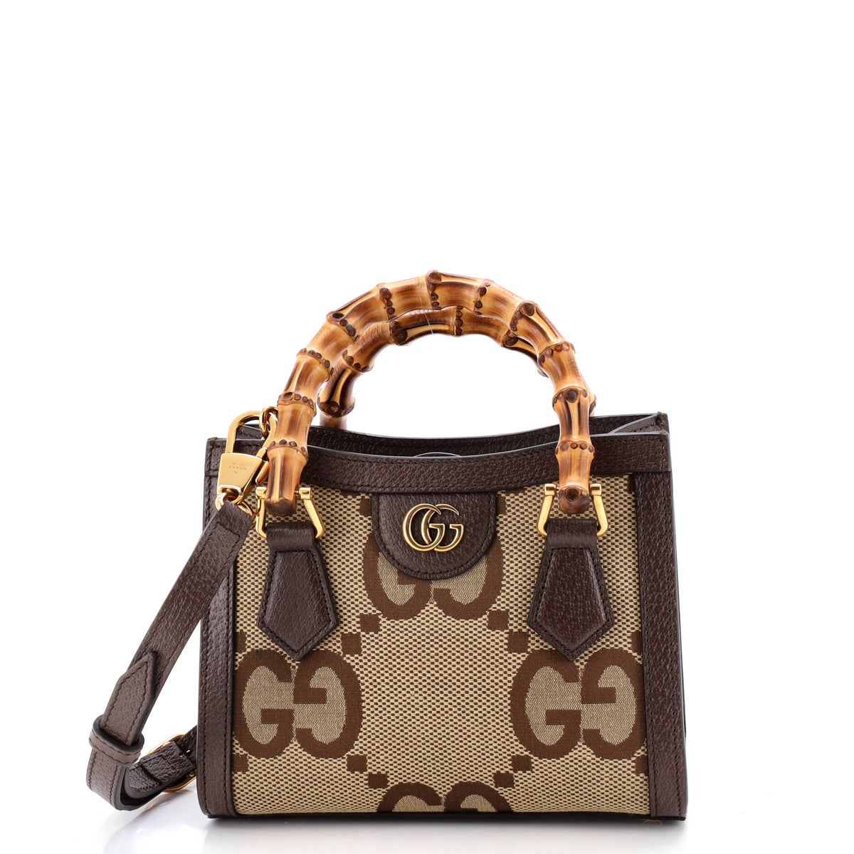 Gucci Diana NM Bamboo Handle Tote Jumbo GG Canvas Mini