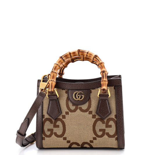 Gucci Diana NM Bamboo Handle Tote Jumbo GG Canvas Mini