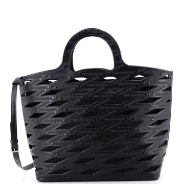 Neo Basket Bag Cutout Embossed Leather Large