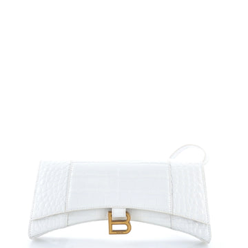 Hourglass Stretch Sling Bag Crocodile Embossed Leather