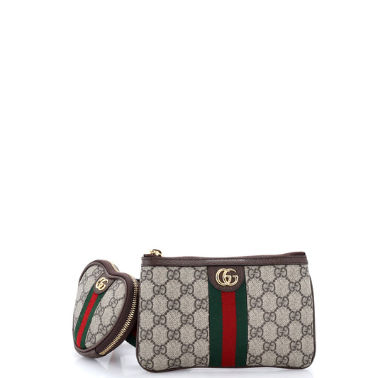 Gucci Ophidia Heart Utility Double Belt Bag GG Coated Canvas