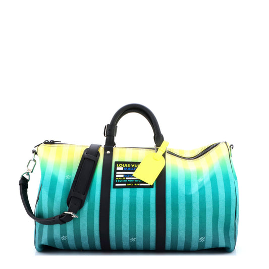 Louis Vuitton Keepall Bandouliere Bag Limited Edition Gradient Damier Stripes 50