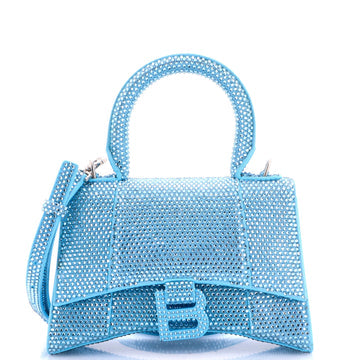 Hourglass Top Handle Bag Suede with Crystals XS