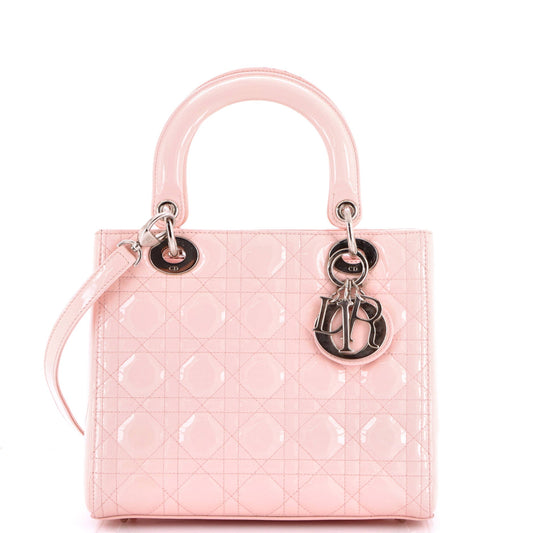 Christian Dior Vintage Lady Dior Bag Cannage Quilt Patent Medium