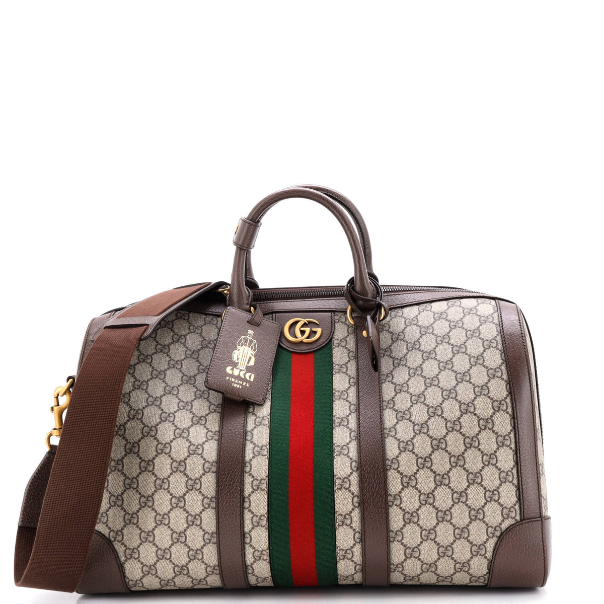 Gucci Savoy Web Convertible Duffle Bag GG Coated Canvas Medium