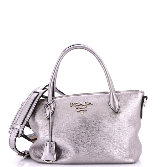 Prada Dual Strap Zip Tote Vitello Daino Small